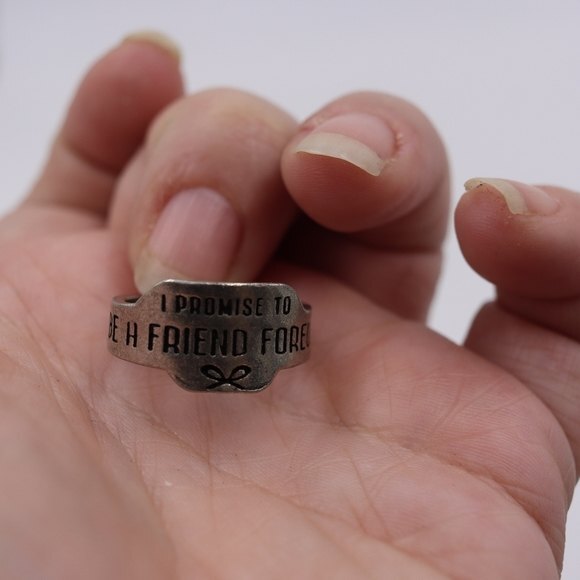 Matching Friendship Promise Adjustable Rings Bow Mountain Silver Tone Gift - Picture 5 of 6